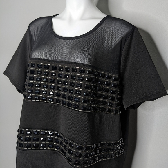 Eloquii black embellished blouse top 24 - Picture 2 of 6